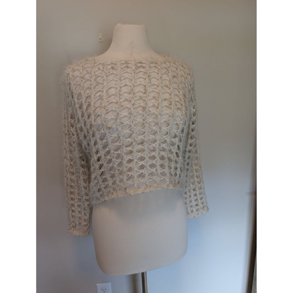 O&O Crochet Open-Work Knit Size S/M Gold Accents Boho Hippie Festival